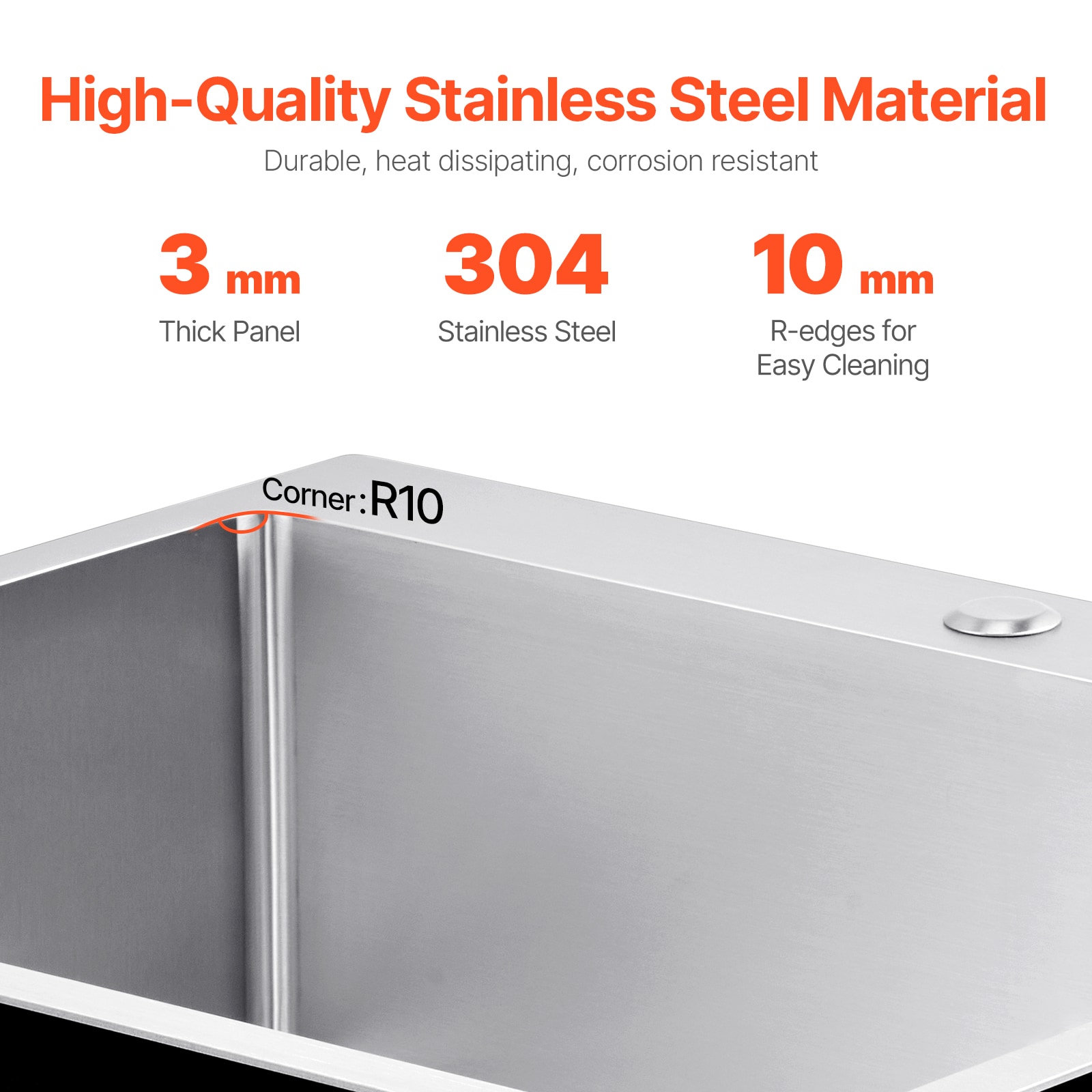 25" Kitchen Sink Top Mount Single Bowl Drop-In Basin Stainless Steel Bar_voghion.com